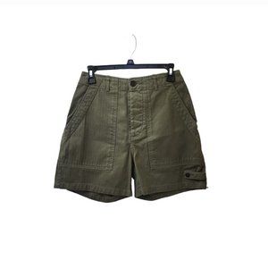 Fortela Green Olive Jim Herringbone Twill Cargo Shorts Size 25 High Rise NWT
